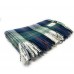 100% Wool Blanket/Throw/Rug Green Tartan Checked Plaid